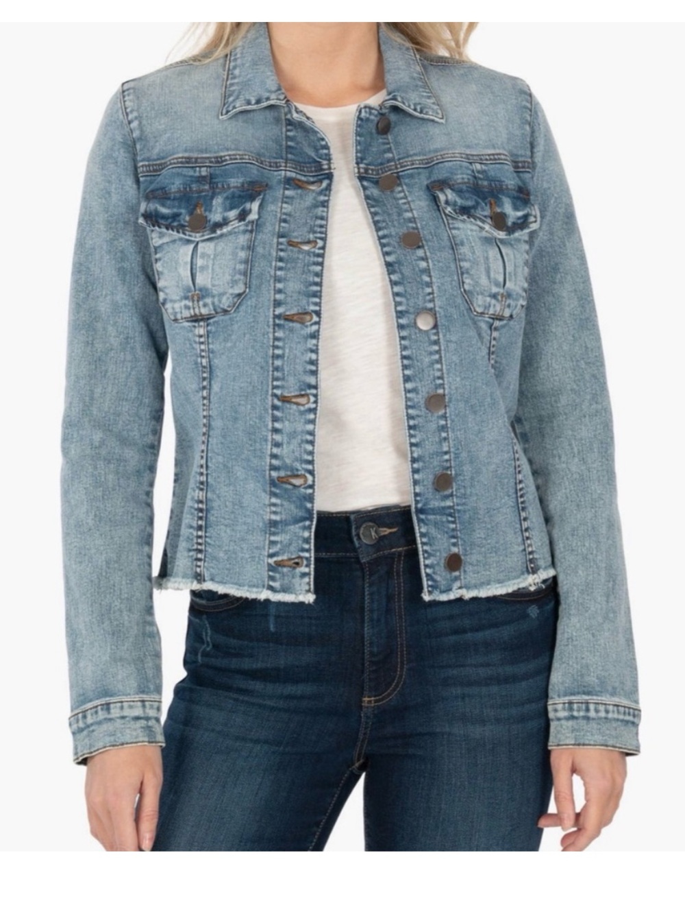 Kut from the Kloth Kara Frayed Hem Denim Jacket